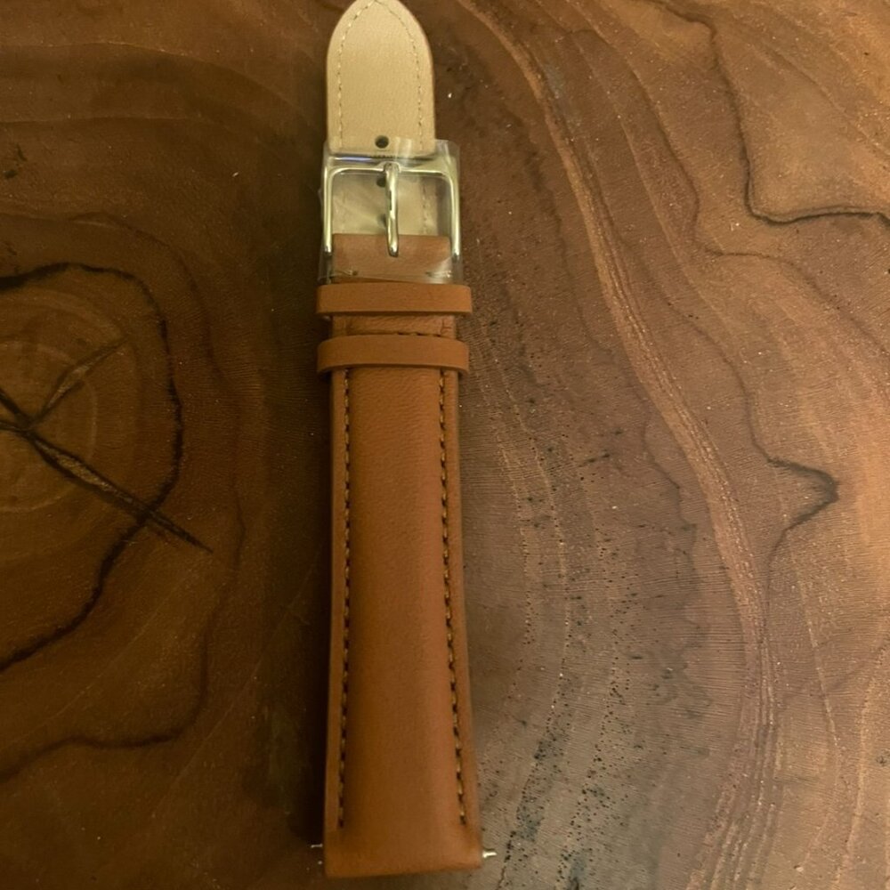 Withings Curved Leather Wristband 18mm Dark Brown & Silver